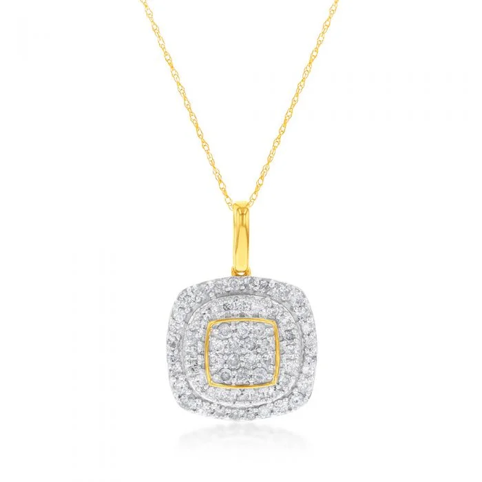 Women’s vintage necklace-9ct Yellow Gold 1 Carat Diamond Pendant on 45cm Chain