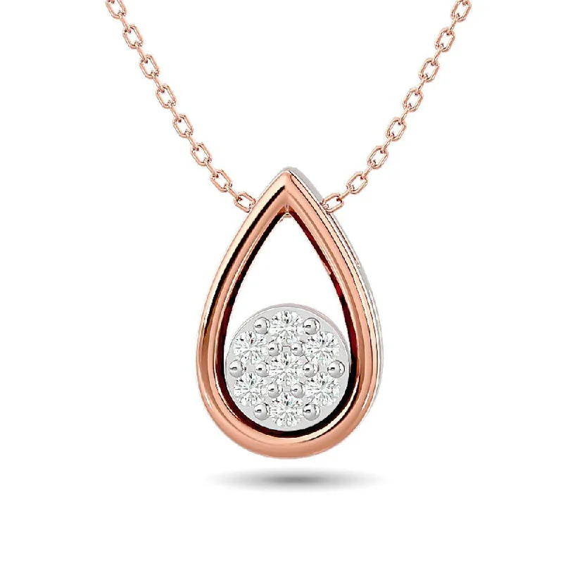 Women’s meaningful necklace-Diamond Tear Shape Pendant 1/10 ct tw Round Cut in 10K Rose Gold