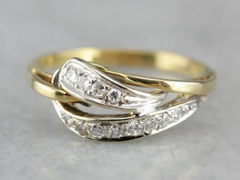 Women’s floral engagement ring-Free Form Abstract Ladies Diamond and Gold Ring