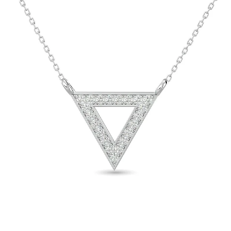 Women’s diamond heart necklace-Diamond Tringle Pendant 1/10 ct tw in 10K White Gold