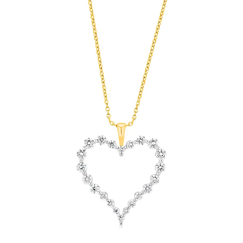 Women’s trendy necklace-Luminesce Lab Grown 9ct Yellow Gold 1 Carat Diamond Heart Pendant