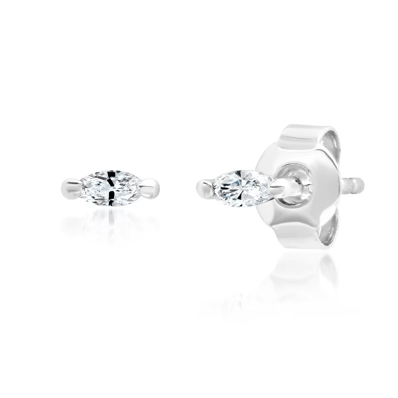 Women’s long dangle earrings-Marquis Diamond Studs