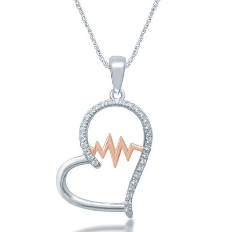 Women’s elegant diamond necklace-Sterling Silver 1/5 Ct.Tw. Glittering Beats Diamond Fashion Pendant