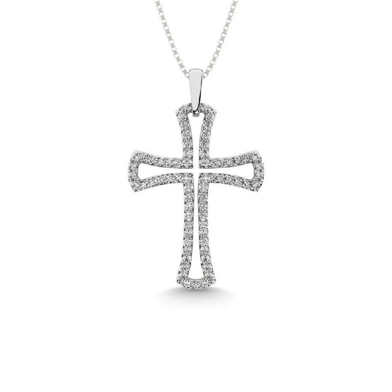 Women’s adjustable necklace-Diamond 1/4 Ct.Tw. Cross Pendant in 10K White Gold