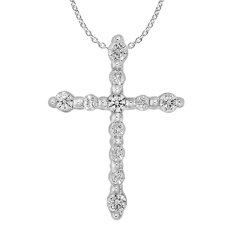 Women’s butterfly necklace-9ct White Gold Diamond Cross Pendant with 11 Brilliant Cut Diamonds