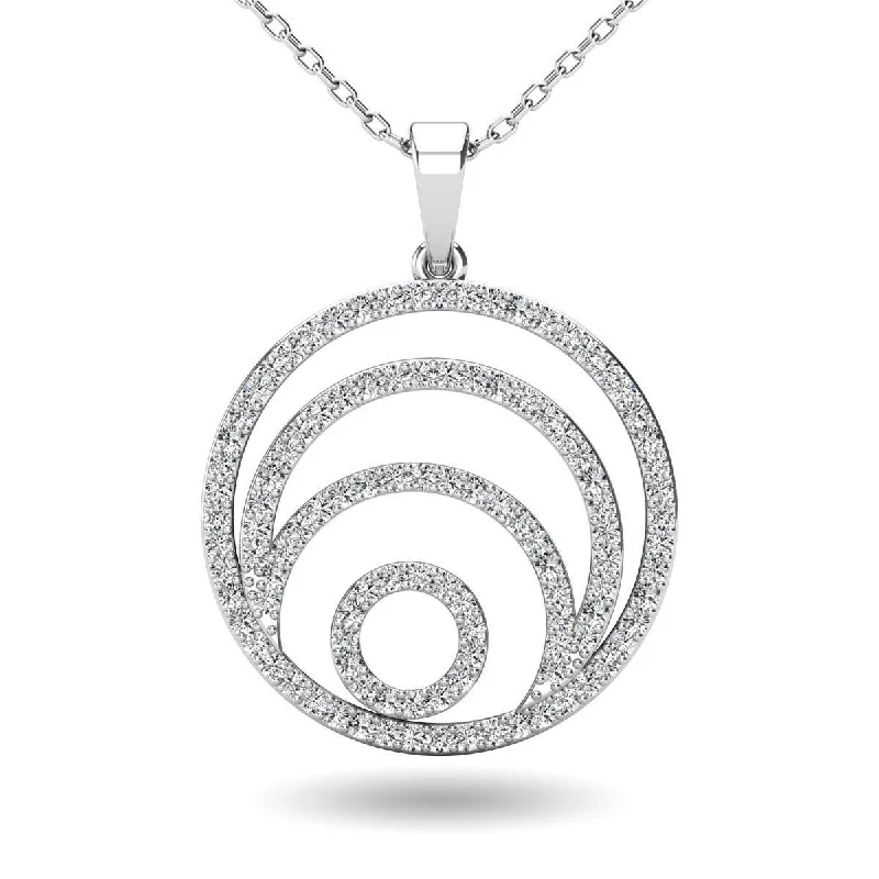 Women’s heart-shaped pendant necklace-Diamond 3/8 Ct.Tw. Circle Pendant in 14K White Gold