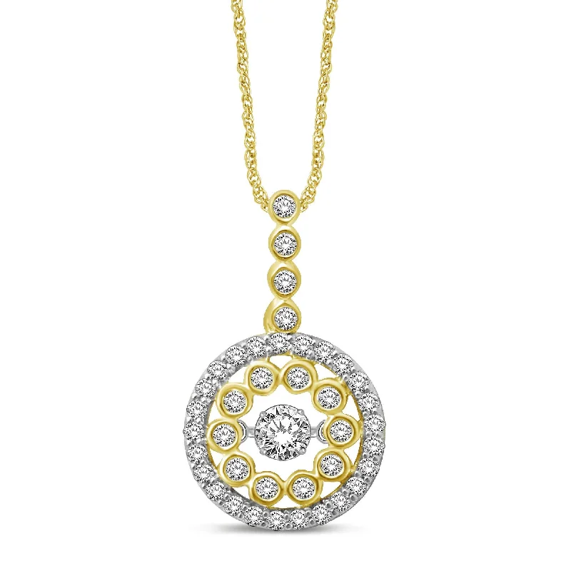 Women’s gold coin necklace-10K Yellow Gold 1/2 Ctw Diamond Fashion Pendant