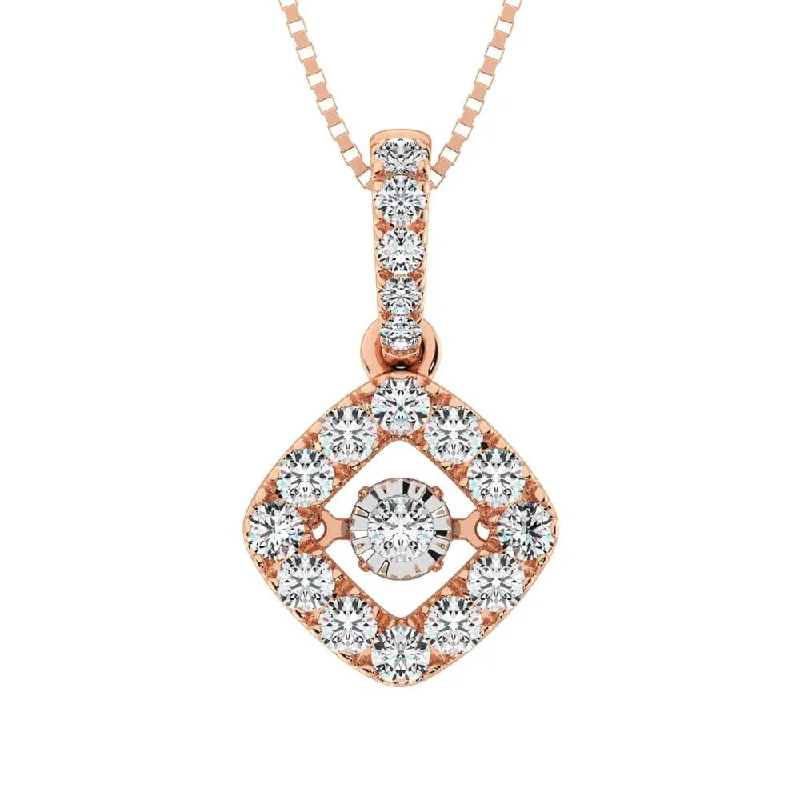 Women’s modern necklace-Diamond 3/8 Ct.Tw. Shimmering Fashion Pendant in 14K Rose Gold