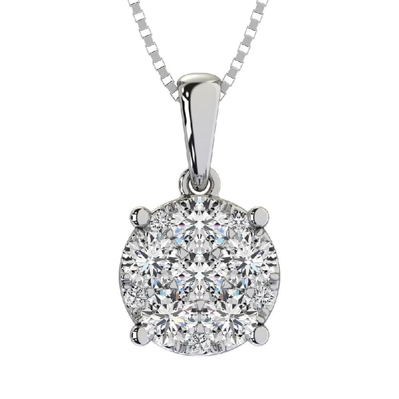 Women’s dainty necklace-Diamond 1/2 Ct.Tw. Flower Pendant