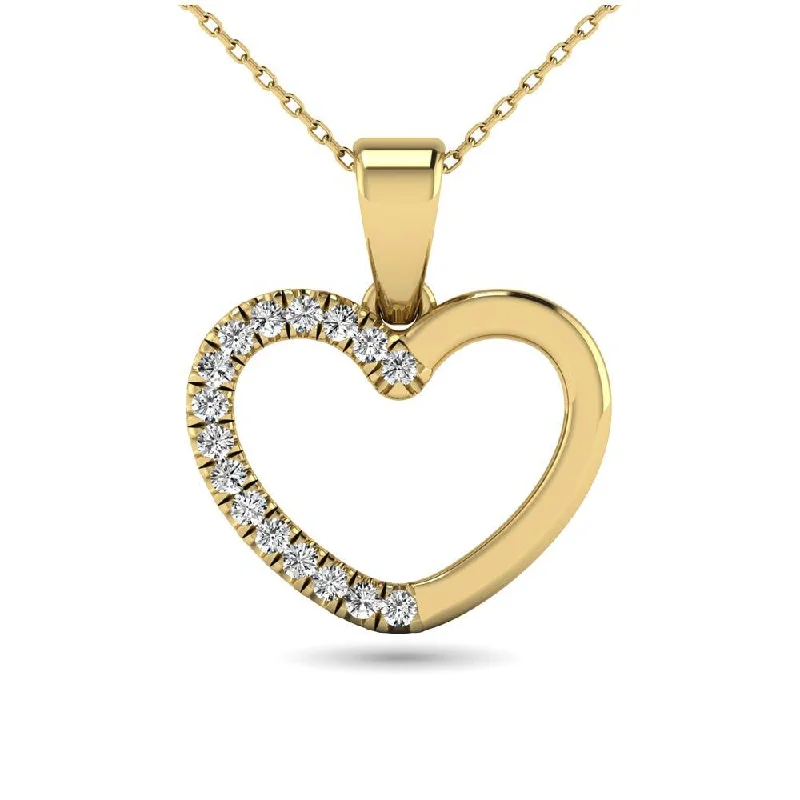 Women’s crystal necklace-10K Yellow Gold 1/10 Ctw Diamond Heart Pendant