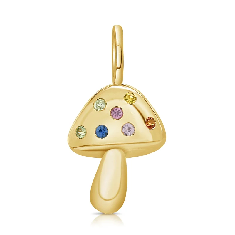 Women’s pendant necklace-14K Gold Mushroom Pendant with Diamonds