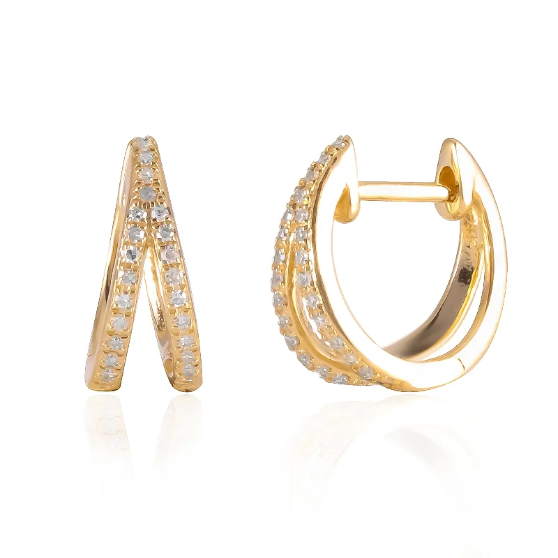 Women’s designer earrings-Diamond V Huggies