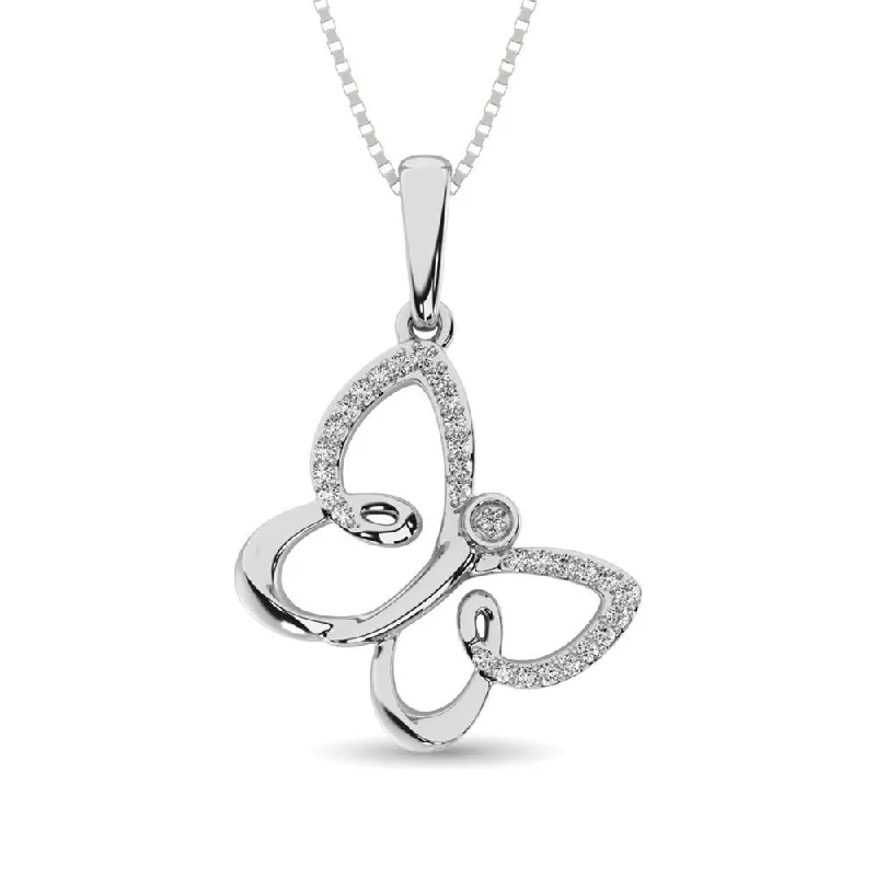 Women’s personalized necklace-Diamond 1/50 ct tw Butterfly Pendant in Sterling Silver