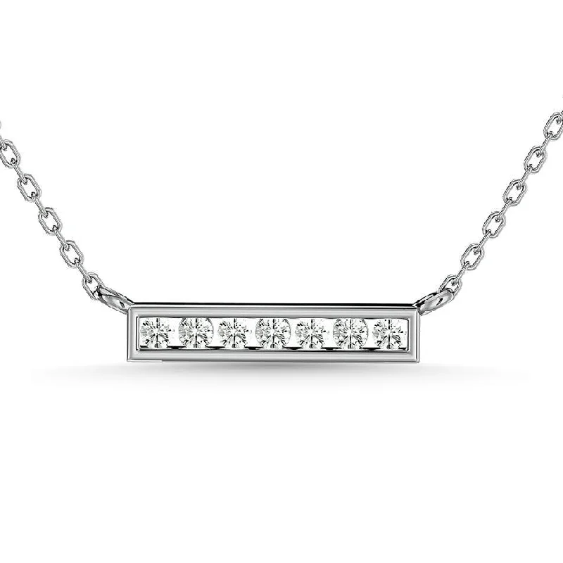 Women’s zodiac necklace-Diamond 1/4 Ct.Tw. Bar Pendant in 10K White Gold