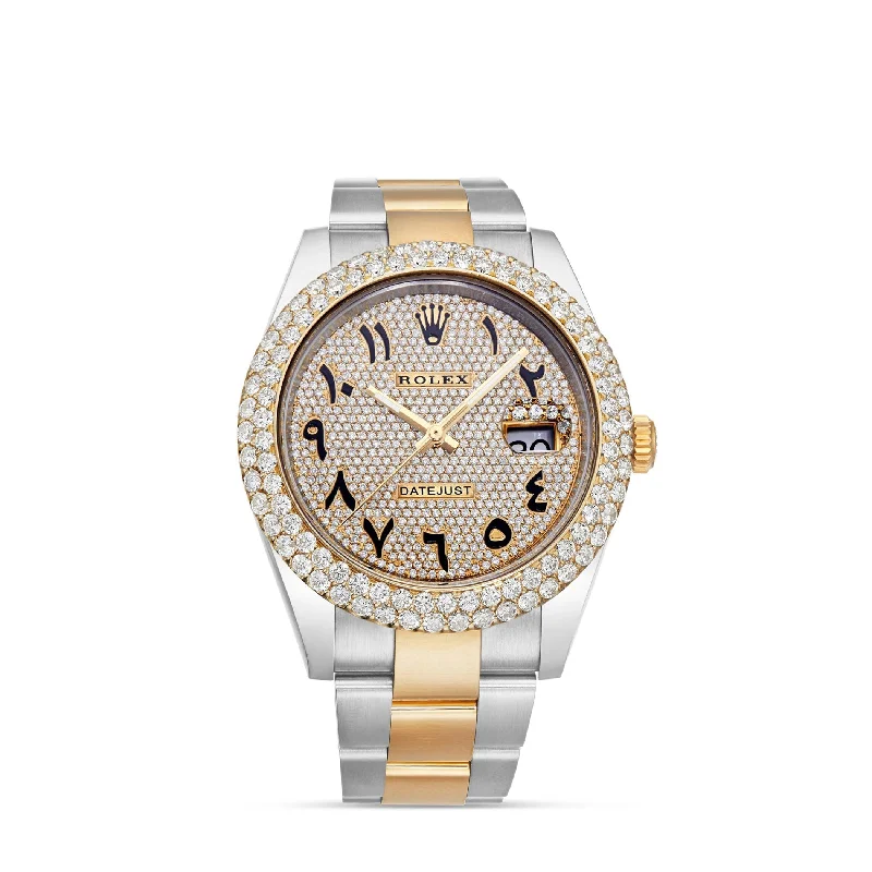 Women’s vintage-inspired engagement ring-Rolex DateJust 41mm with Diamonds