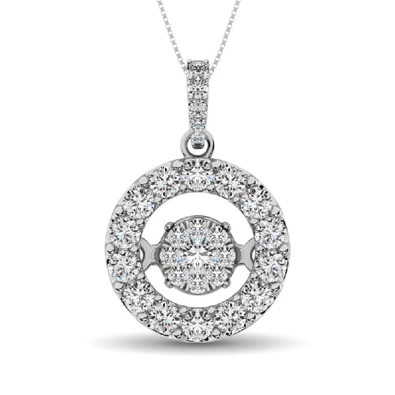 Women’s infinity pendant necklace-Moving Diamond 5/8 ct tw Pendant in 14K White Gold