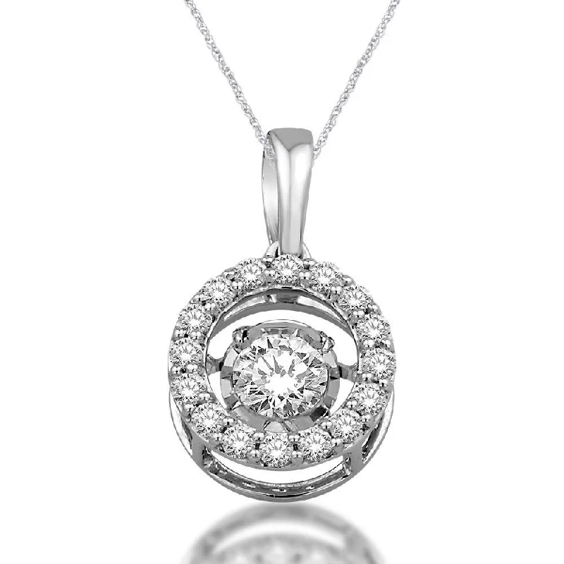 Women’s chain necklace-14K White Gold 1/3 Ct.Tw. Moving Diamond Pendant