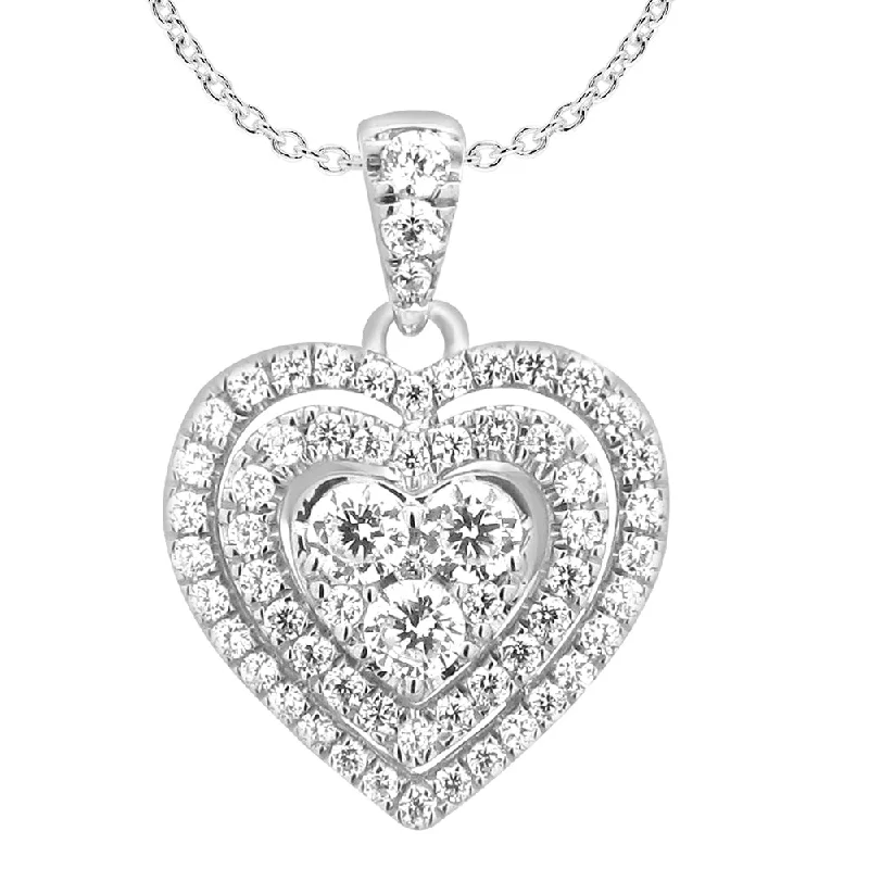 Women’s symbol necklace-9ct White Gold Divine 1 Carat Diamond Heart Pendant on 45cm Gold Chain