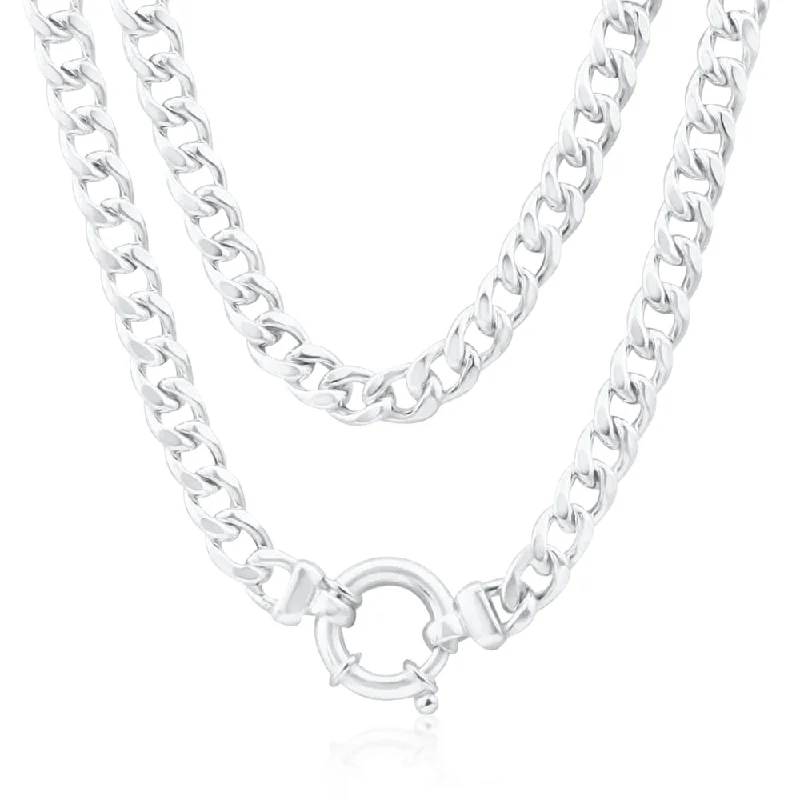 Women’s pearl necklace-Sterling Silver Hollow Curb Boltring Chain 45cm