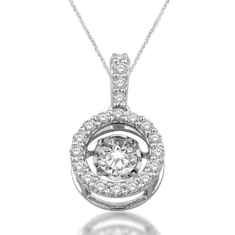 Women’s gemstone necklace-14K White Gold 1/2 Ct.Tw. Moving Diamond Pendant