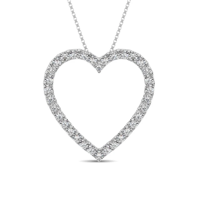 Women’s gemstone necklace-10K White Gold Diamond 1/2 Ct.Tw. Heart Pendant