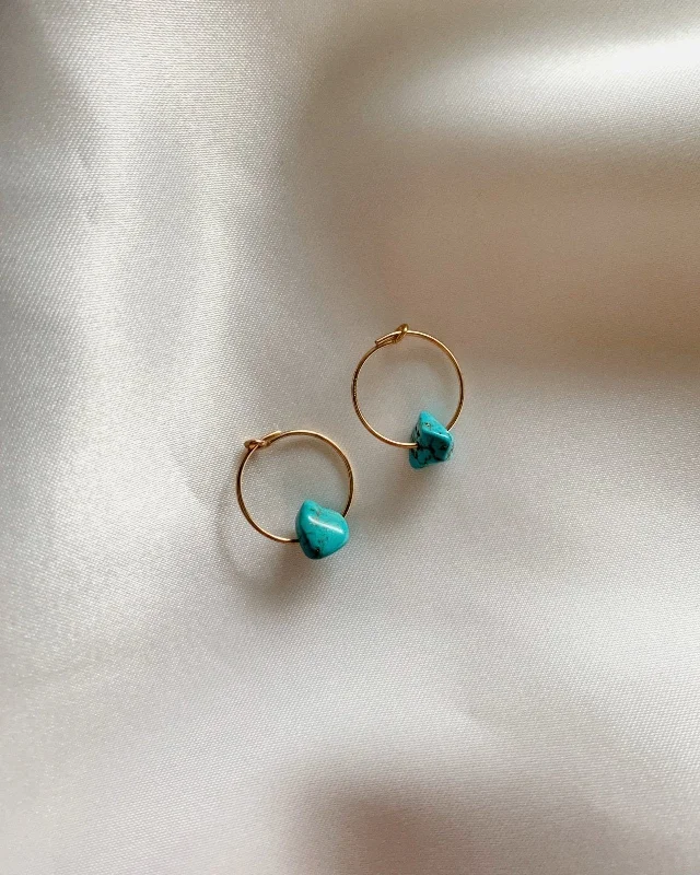 Women’s crystal drop earrings-Turquoise Hoop Earrings