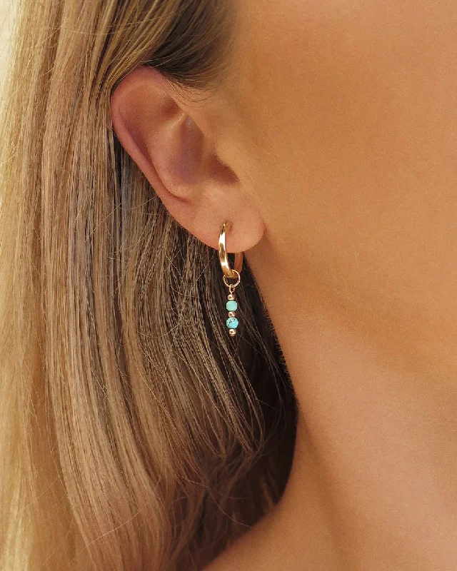 Women’s emerald earrings-Turquoise Bar Thick Hoop Earrings