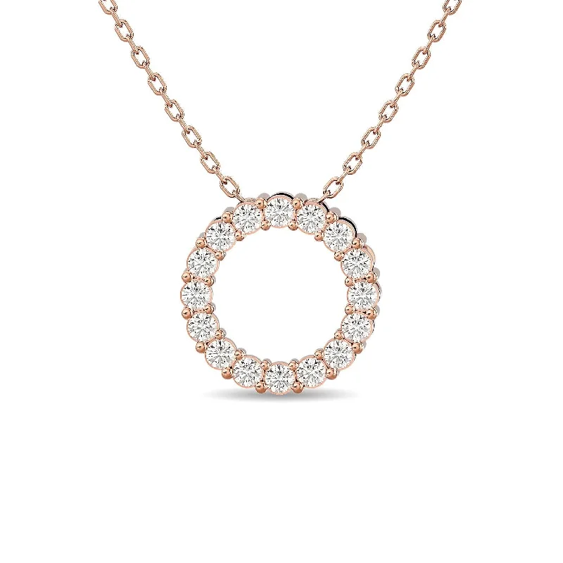 Women’s classic necklace-Diamond 1/4 Ct.Tw. Circle Pendant in 14K Rose Gold