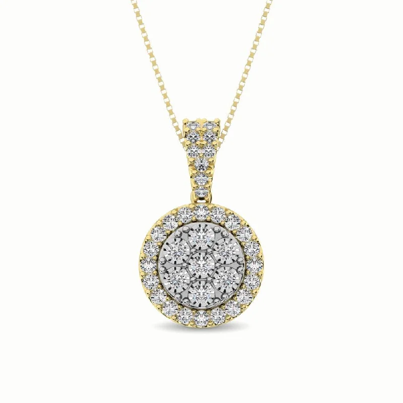 Women’s crystal pendant necklace-10K Two Tone 1/2 Ct.Tw. Diamond Pendant