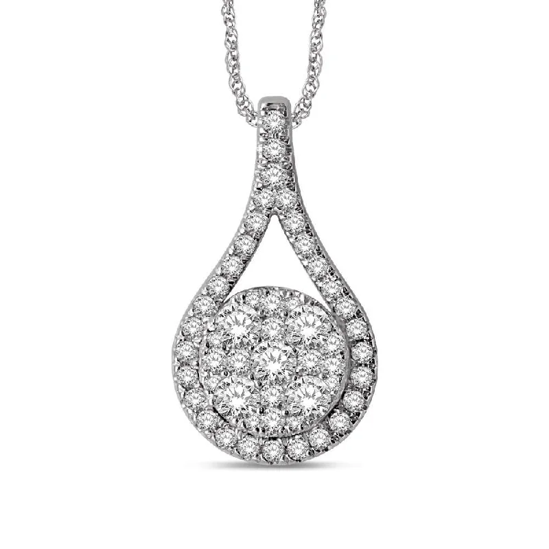 Women’s moon and star necklace-14K White Gold 3/4 Ctw Diamond Fashion Pendant