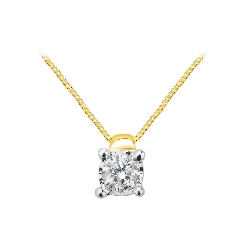 Women’s vintage necklace-9ct Yellow Gold Lovely Diamond Pendant With 45cm Chain