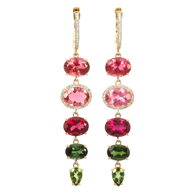 Women’s statement gemstone earrings-Tourmaline Drops