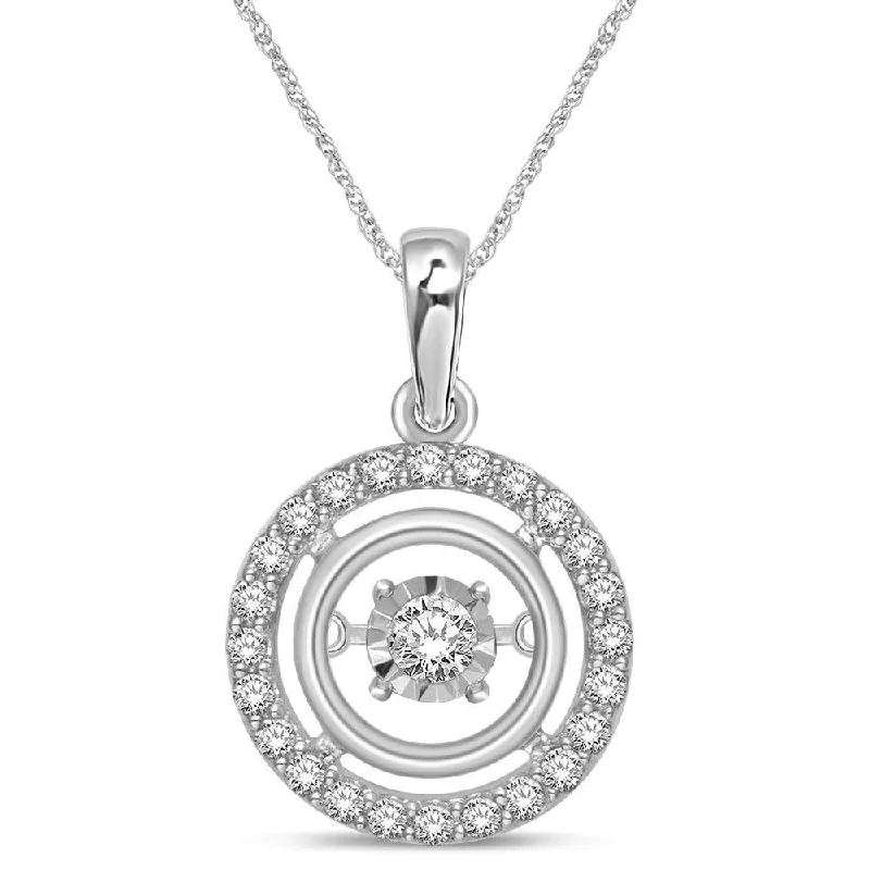 Women’s personalized pendant necklace-10K White Gold 1/5 Ct.Tw. Glittering Stars Moving Diamond Fashion Pendant