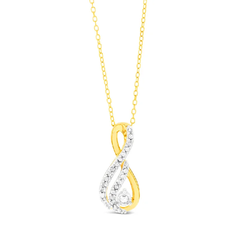 Women’s delicate gold necklace-Gold Plated Sterling Silver 1/5 Carat Diamond Infinity Pendant on 46cm Chain