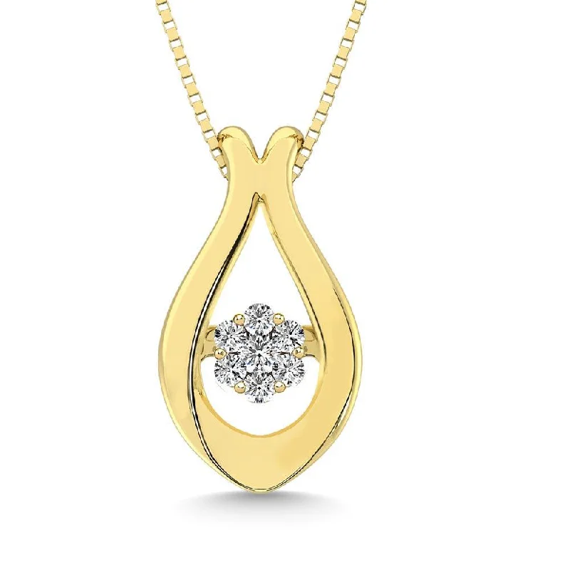 Women’s fashion statement necklace-10K Yellow Gold 1/20 Ct.Tw. Moving Diamond Fashion Pendant