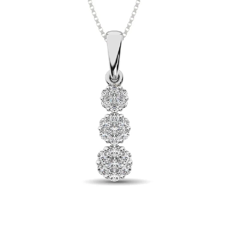 Women’s religious necklace-14K White Gold 1/4 Ct.Tw. Diamond Flower Pendant