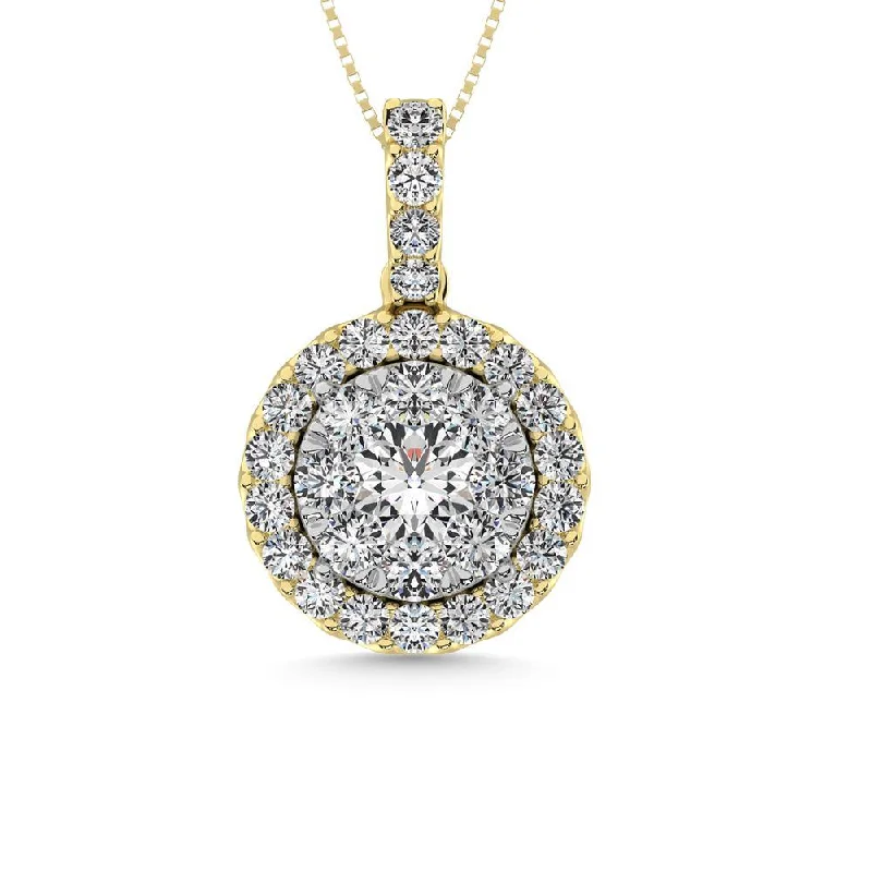 Women’s bold necklace-14K Yellow Gold 1 1/2 Ctw Diamond Fashion Pendant