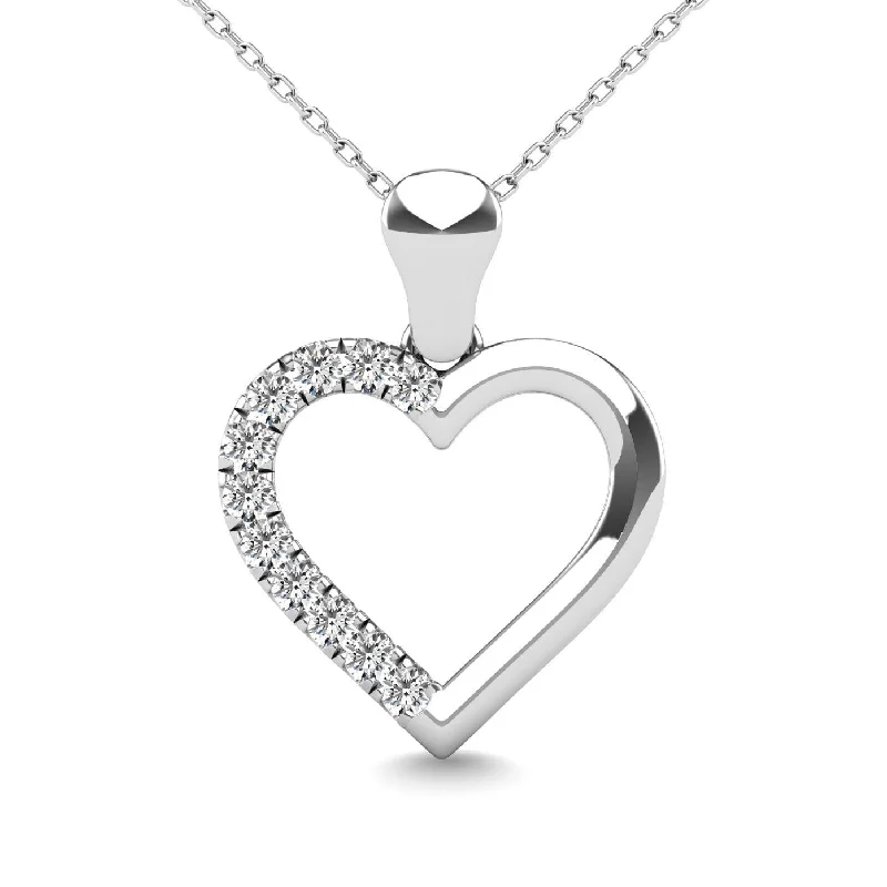 Women’s tropical necklace-10K White Gold 1/10 Ctw Diamond Heart Pendant