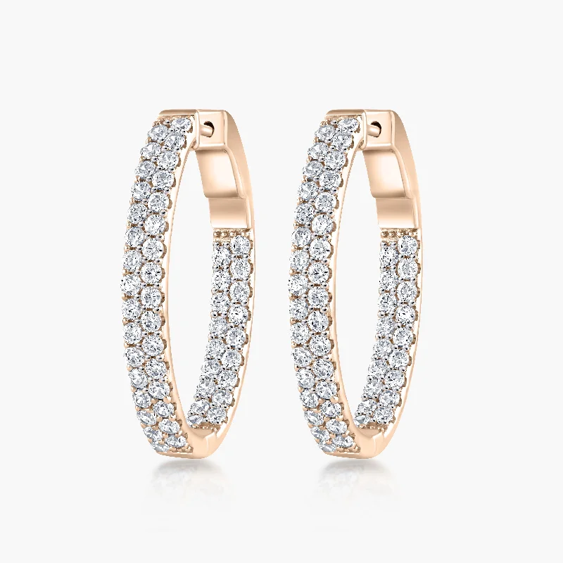 Women’s sparkly earrings-Pave Set Inside-Out Hoops