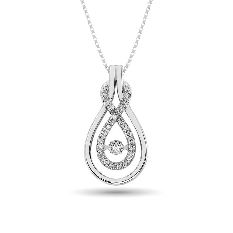 Women’s diamond heart necklace-Sterling Silver 1/6 Ct.Tw.Moving Diamond Fashion Pendant