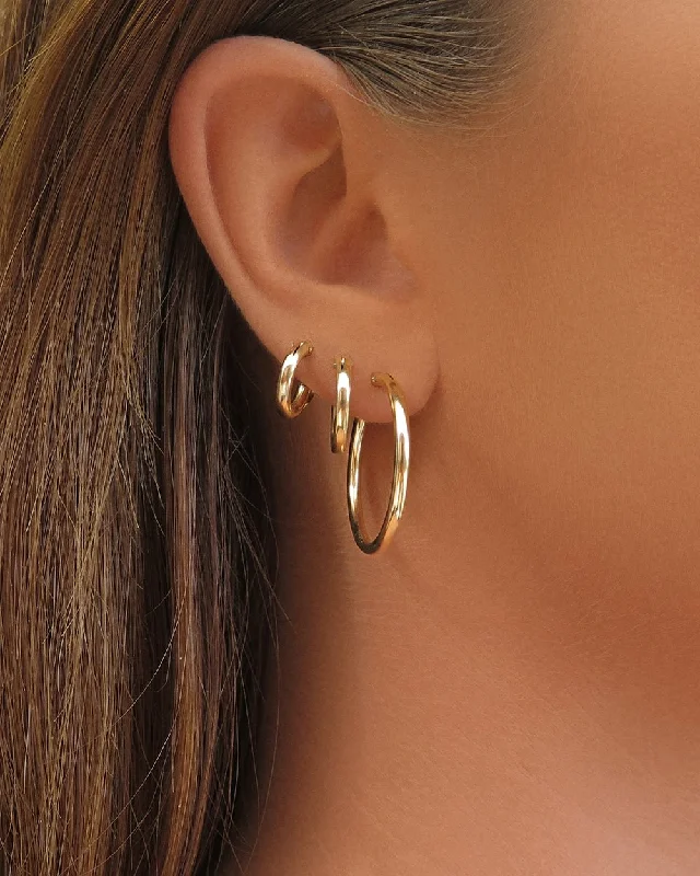 Women’s silver earrings-Large Thick Hoop Earrings - 14k Yellow Gold Fill