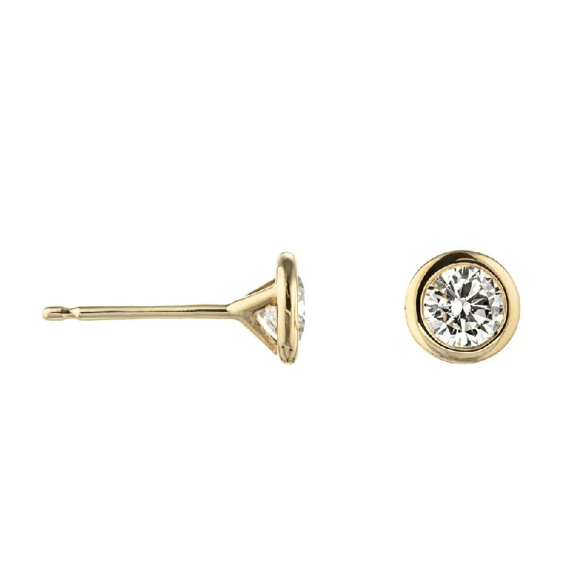 Women’s minimalist earrings-Lab Grown Diamond Bezel Stud Earrings