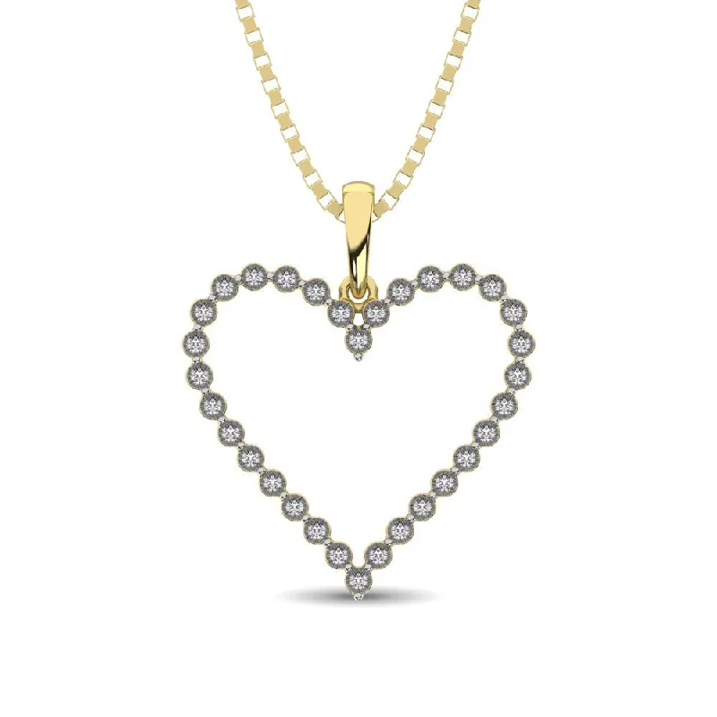 Women’s red gemstone necklace-Sterling Silver Yellow Plating 1/10 Ct.Tw. Diamond Heart Pendant