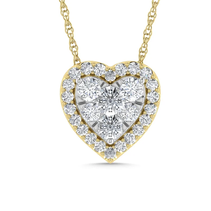 Women’s crystal pendant necklace-Diamond 1/2 Ct.Tw. Heart Pendant in 14K Yellow Gold