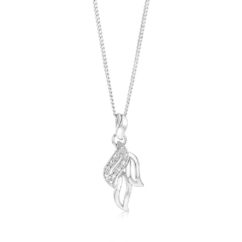 Women’s angel wing necklace-Sterling Silver & Fancy Diamond Pendant