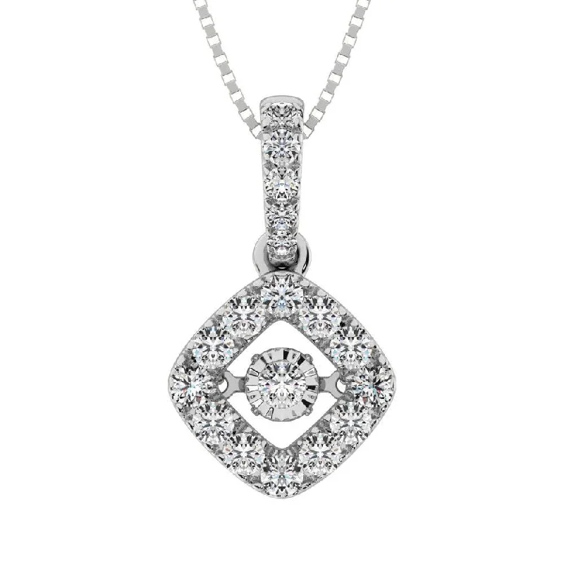 Women’s gold coin necklace-Diamond 3/8 Ct.Tw. Shimmering Fashion Pendant in 14K White Gold