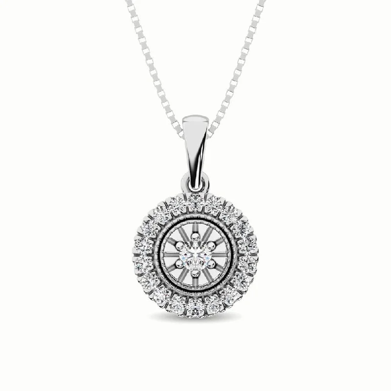 Women’s vintage coin necklace-10K White Gold 1/6 Ct.Tw. Diamond Pendant