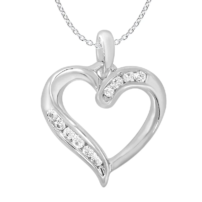 Women’s gemstone necklace-9ct Elegant White Gold Diamond Pendant With 45cm Chain