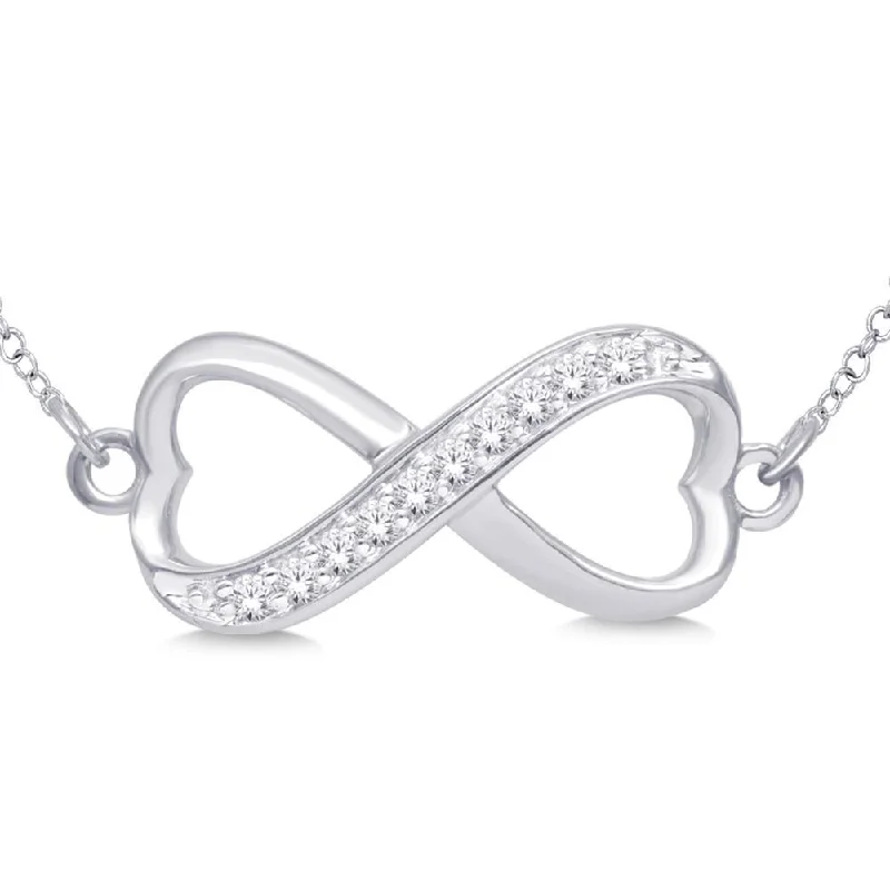 Women’s infinity pendant necklace-Sterling Silver 1/10 Ct.Tw. Diamond Infinity Pendant