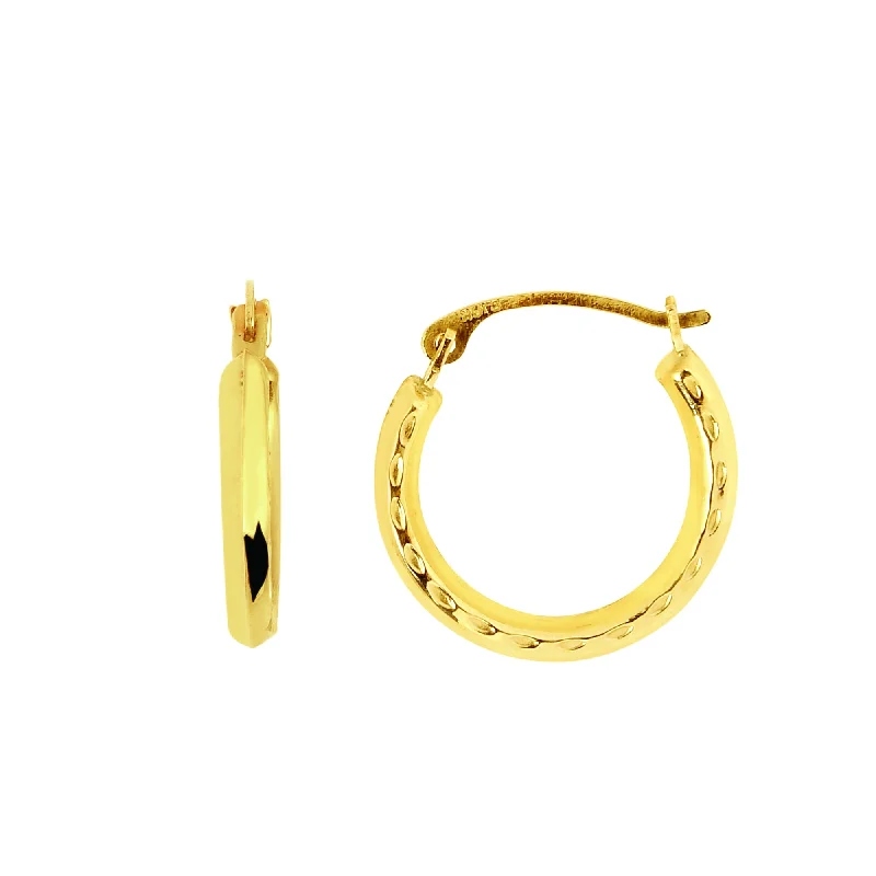 Women’s stud diamond earrings-14K Yellow Gold Horseshoe Hoop Earrings, Diameter 15mm